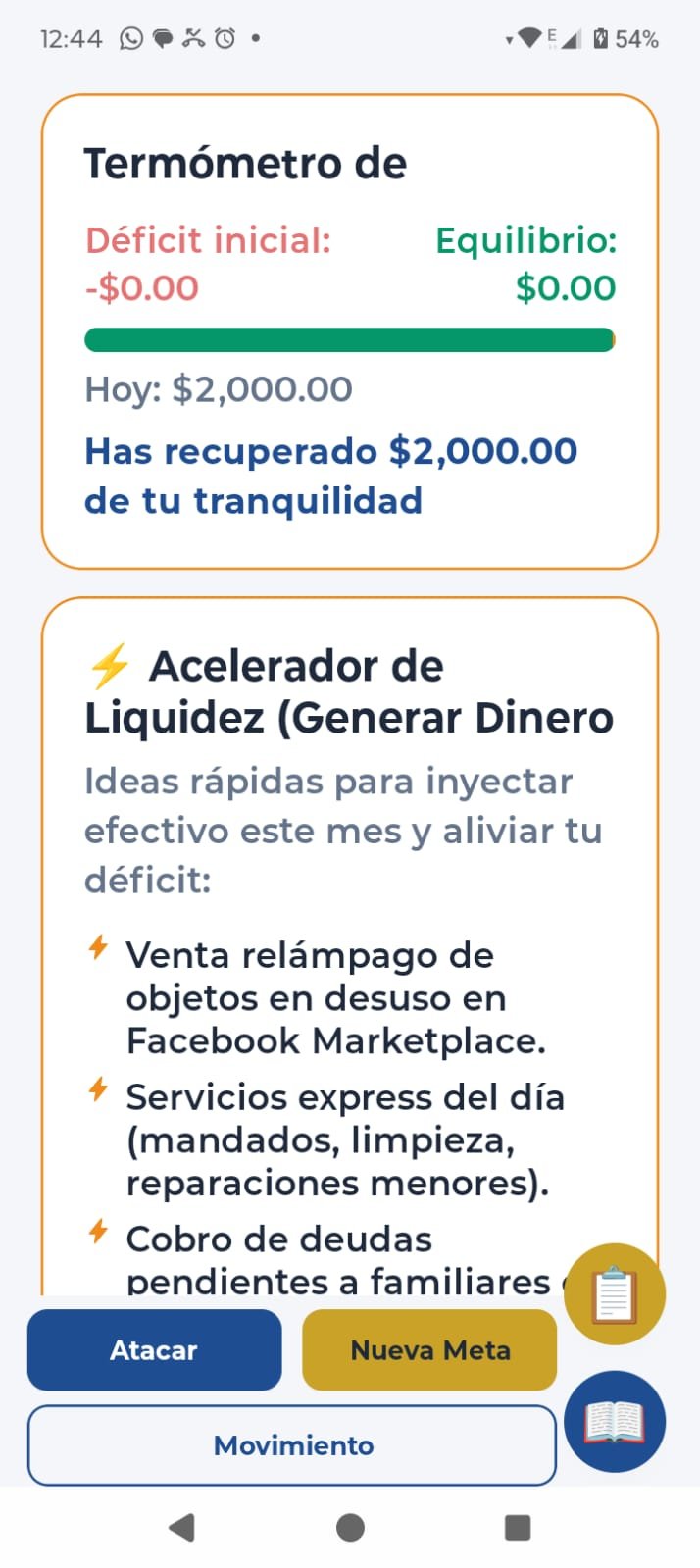 Termómetro de déficit y acelerador de liquidez en Android